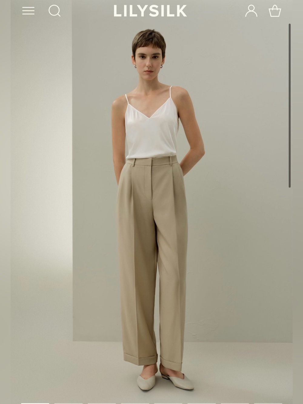 Lily Silk Wool-Silk Straight Leg Pants